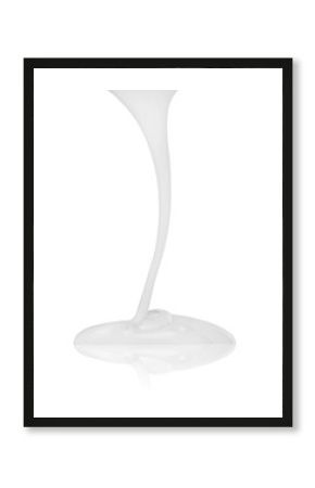 white cream flowing down isolated on a white background