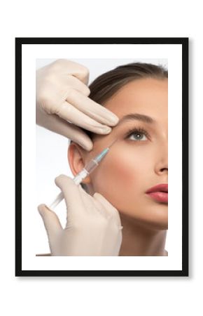 Experienced beautician injecting woman face