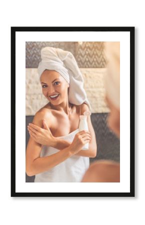 Beautiful woman in bathroom