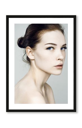 Fashion studio photo of elegant lady half-face