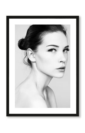 Fashion studio photo of elegant lady half-face