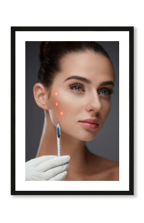 Beautiful Woman Receiving Facial Skin Lift Injections