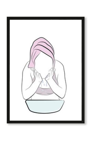 the girl washes. vector illustration