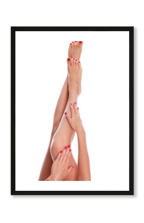 Long female legs with smooth skin. Laser depilation concept