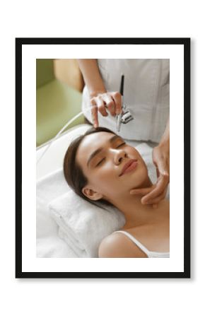 Facial Skincare. Woman Receiving Oxygen Peeling Beauty Treatment