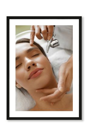 Facial Skincare. Woman Receiving Oxygen Peeling Beauty Treatment