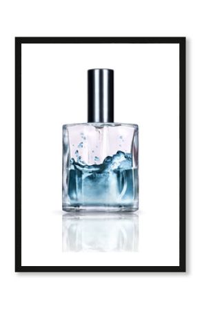 perfume bottle with refreshing essence isolated on white backgro