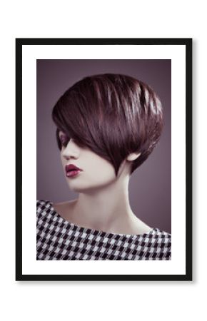 Beautiful woman portrait with fashion haircut and creative trendy make-up