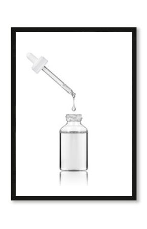 Cosmetic bottle with pipette isolated on white background