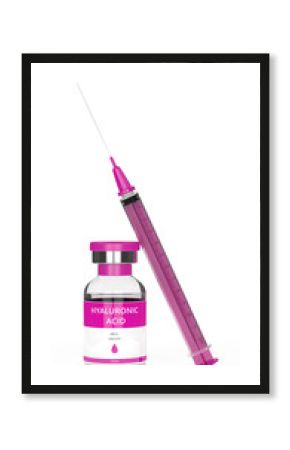 3d render of hyaluronic acid vial and syringe