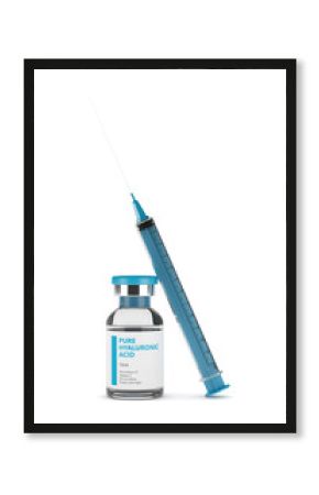3d render of hyaluronic acid vial and syringe