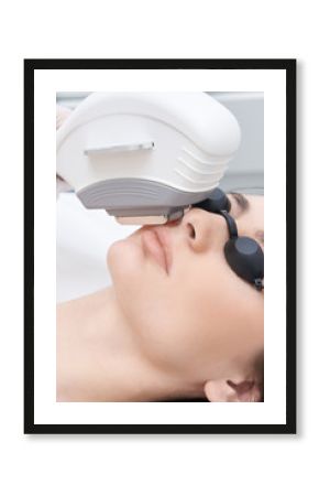 Medical procedure. Hair removal on the face. Bright skin. Laser hair removal