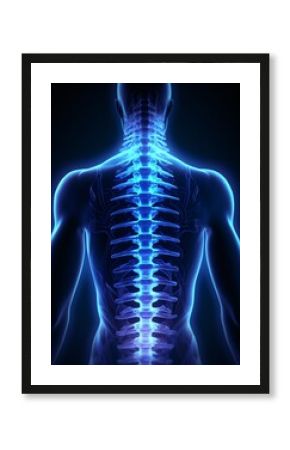 A blue and white image of a human spine Generative AI