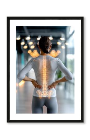Detailed Digital Illustration of Spine Highlighting Lumbar Pain Woman Discomfort