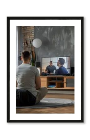 Remote Physical Therapy Session with Patient via Video Call Telemedicine Concept