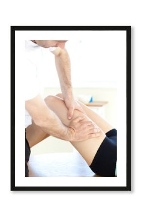 Young woman receiving a leg massage