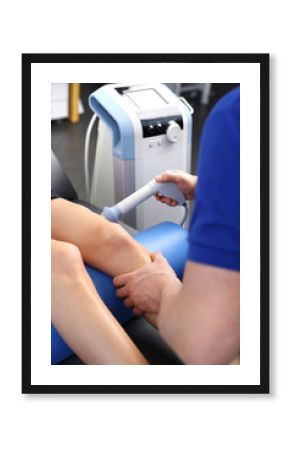 Ultrasounds in physical therapy. The Rehabilitant performs the procedure using the head.