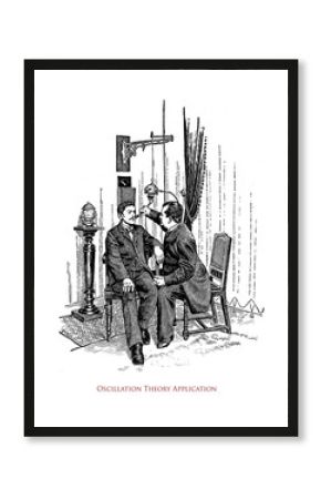 Alternative medicine, cure with electricity: electrotherapeutic treatment, vintage illustration