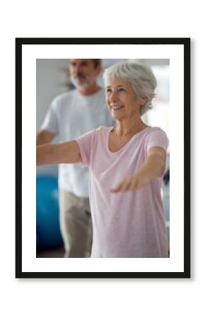 Senior Woman Doing Physical Therapy Exercises with Trainer