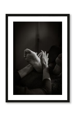 Close up of physiotherapist giving a feet massage