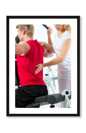 Patient at the physiotherapy doing physical therapy