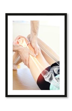 Highlighted bones of woman at physiotherapist 