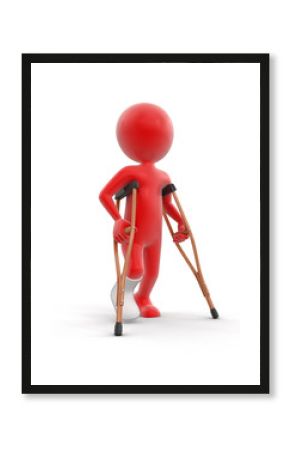 Man and Crutches (clipping path included)