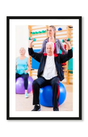 Physiotherapist coaching senior people