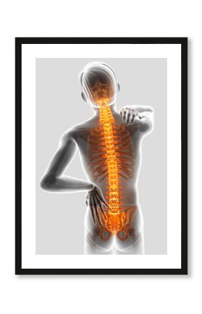 3D Illustration of male Feeling the back pain