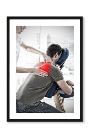 Composite image of therapist massaging in hospital
