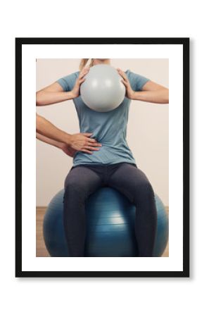 Female Personal Trainer, Pilates class. Corrective gymnastics, Scoliosis, bad posture correction, Physiotherapy, Kinesiology