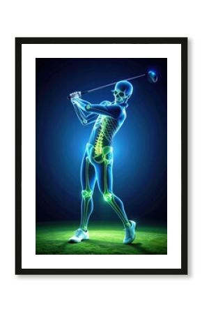 3D Skeleton Golf Swing Biomechanics Illustration