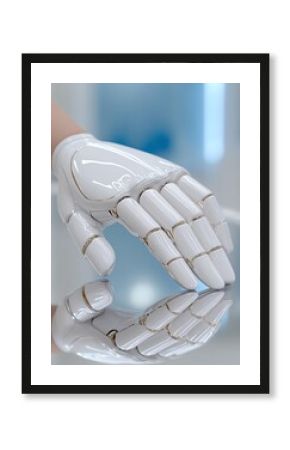 patient rehabilitation patient rehabilitation patient rehabilitation hand therapy A futuristic robotic hand reflecting innovation in technology and AI advancements.