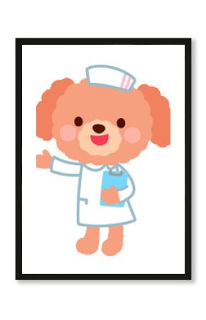 かわいいイヌの看護師さん　お医者さん プードル