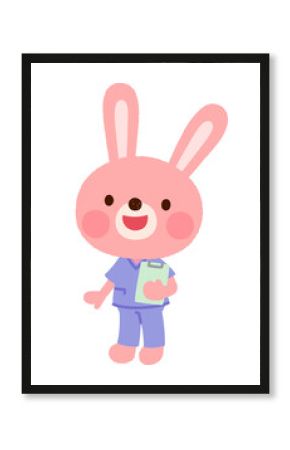 スクラブを着たウサギの看護師さん　お医者さん