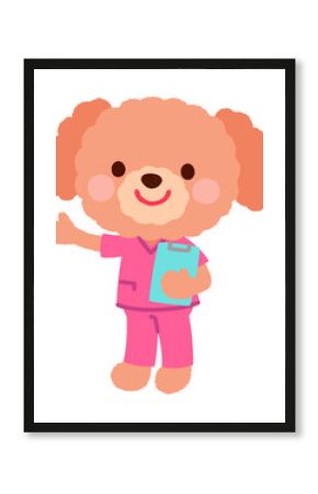 かわいいイヌのお医者さん　スクラブを着たイヌのお医者さん