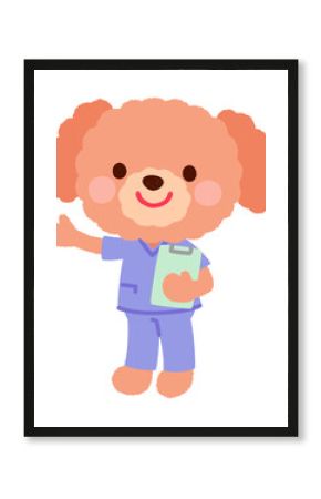 かわいいイヌのお医者さん　スクラブを着たイヌのお医者さん