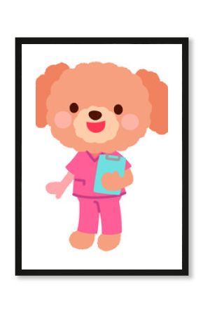 かわいいイヌのお医者さん　スクラブを着たイヌのお医者さん