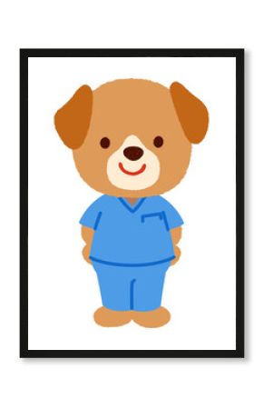 かわいいイヌのお医者さん　スクラブを着たイヌのお医者さん