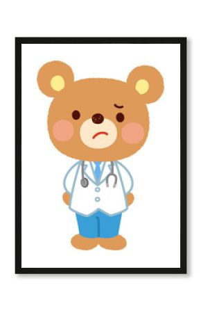クマのお医者さん　考える表情　疑問　質問