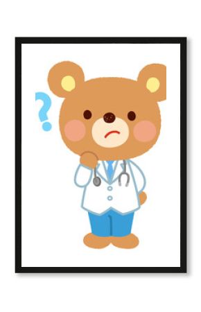クマのお医者さん　考える表情　疑問　質問