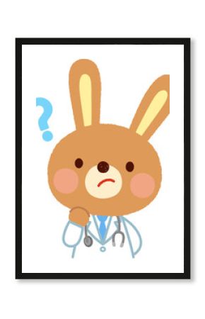 ウサギのお医者さん　考える表情　疑問　質問