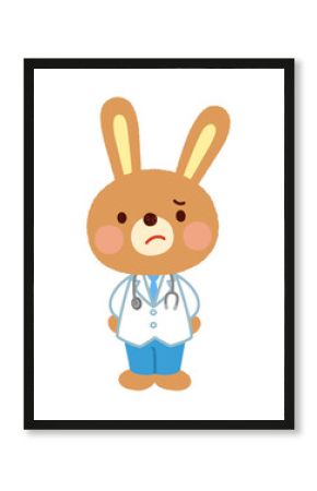 ウサギのお医者さん　考える表情　疑問　質問