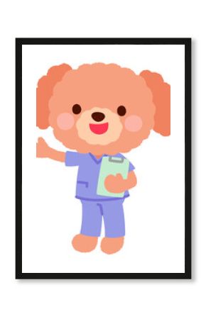 かわいいイヌのお医者さん　スクラブを着たイヌのお医者さん