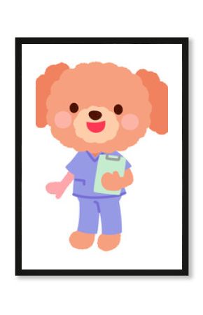 かわいいイヌのお医者さん　スクラブを着たイヌのお医者さん
