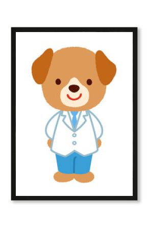 かわいいイヌのお医者さん　白衣を着たイヌ
