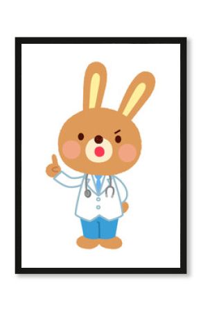 ウサギのお医者さん　注意する表情　説明