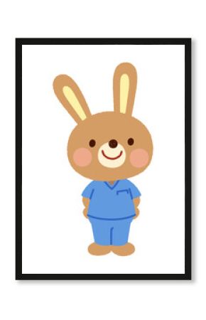 スクラブを着たウサギのお医者さん