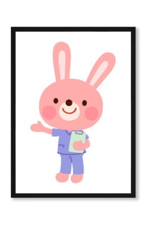 スクラブを着たウサギの看護師さん　お医者さん