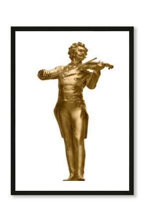 Johann Strauss Golden Statue on white